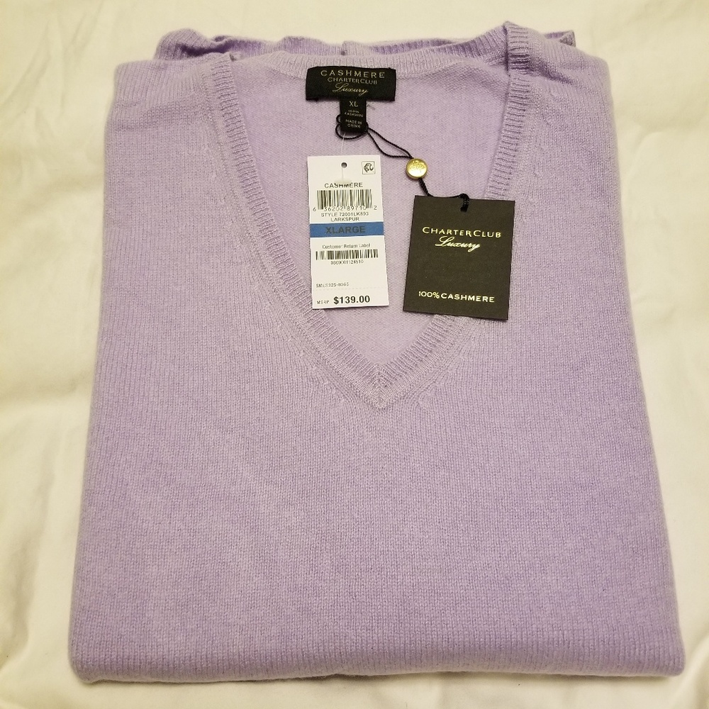 Charter Club Lavender 100% Cashmere Sweater
